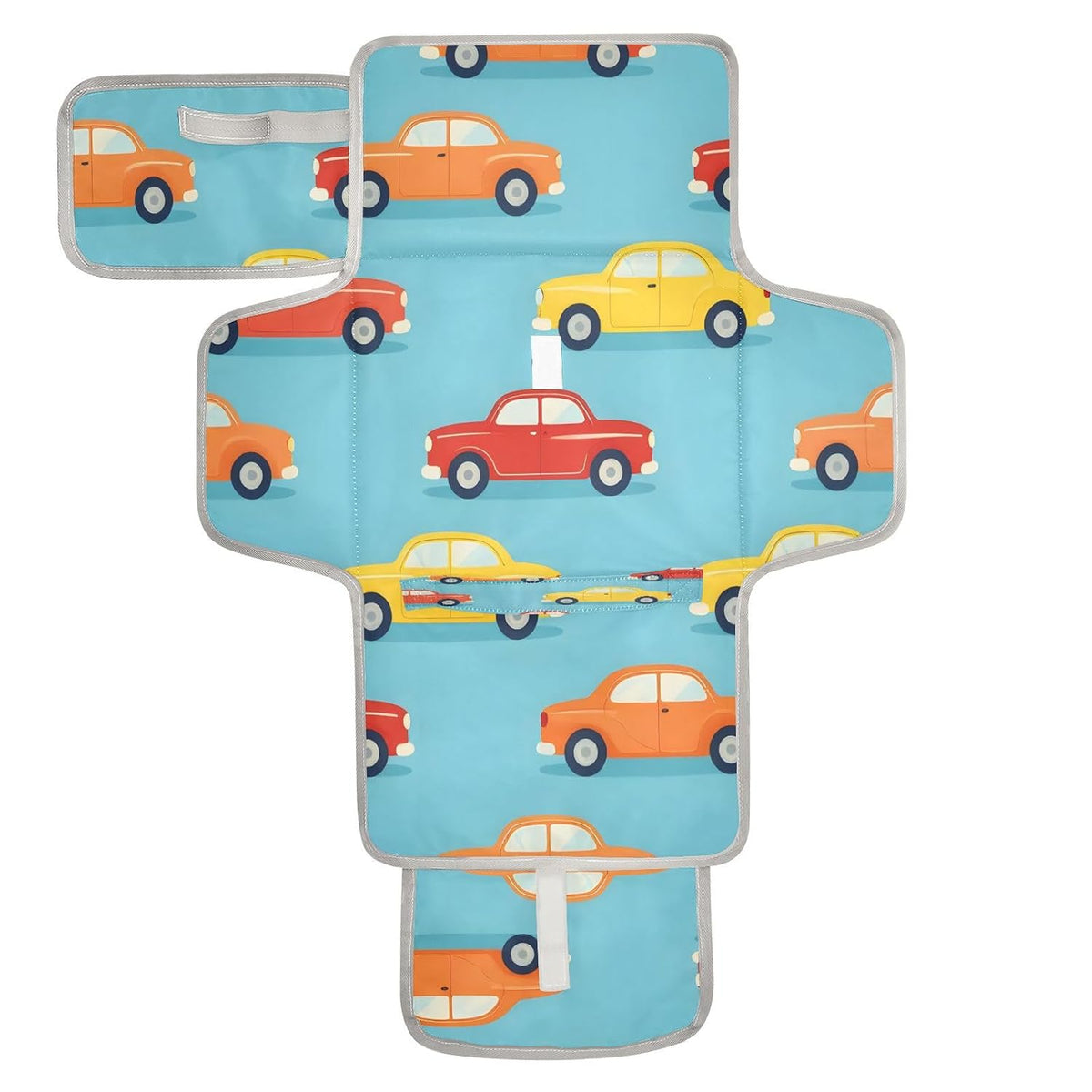 Cute Car Portable Diaper Changing Pad, Waterproof Baby Changing Mat with Storage Pocket & Built-in Pillow, Foldable Travel Pad, Newborn Gift Set for Boy Girl