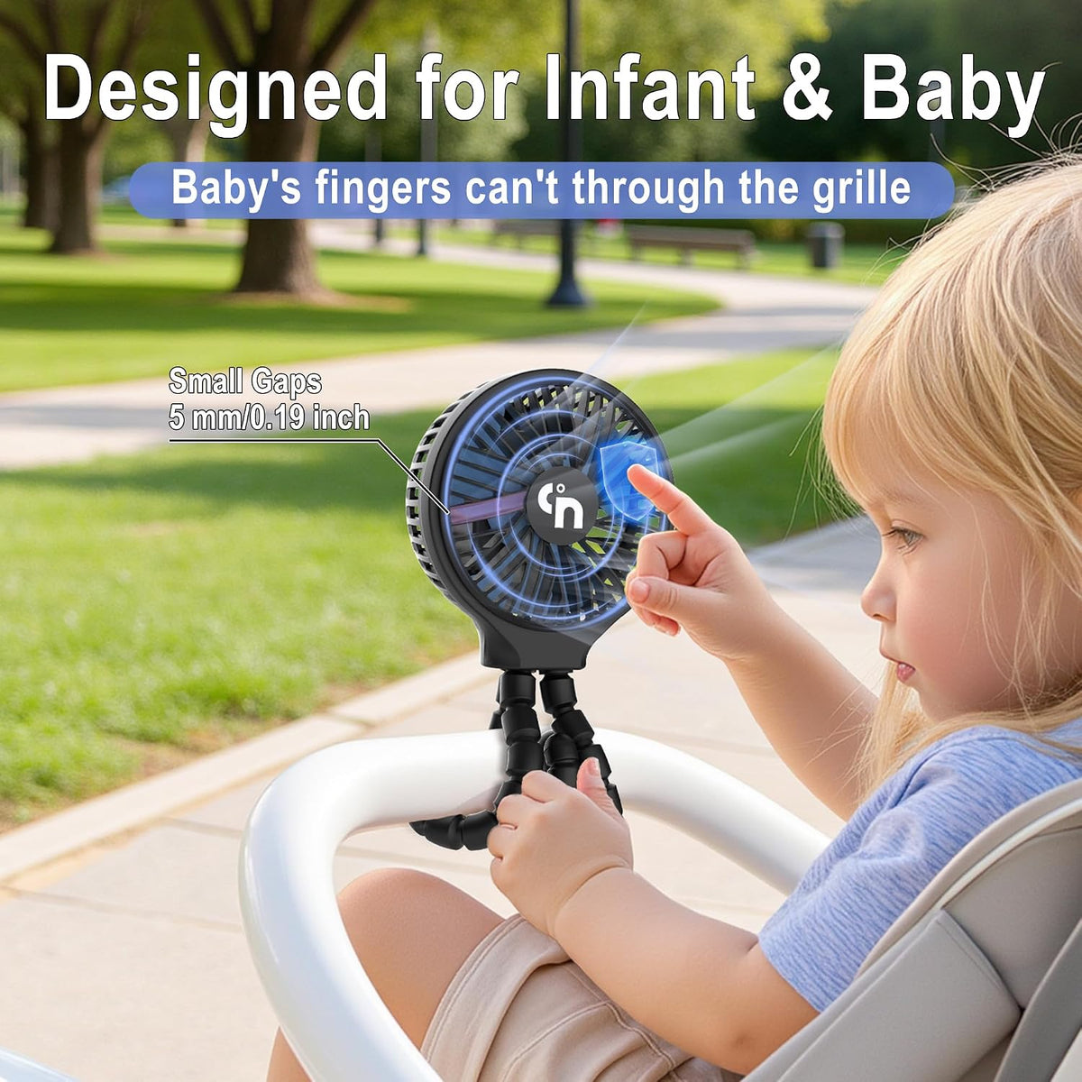WiHoo Portable , 10H Ultra-long Battery Life 3 Speed 360°Rotate, USB Rechargeable or Battery Operated Cooling Clip On Personal Fan for Baby Crib Travel Car Seat Black