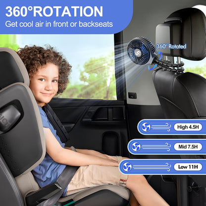 WiHoo Portable , 10H Ultra-long Battery Life 3 Speed 360°Rotate, USB Rechargeable or Battery Operated Cooling Clip On Personal Fan for Baby Crib Travel Car Seat Black