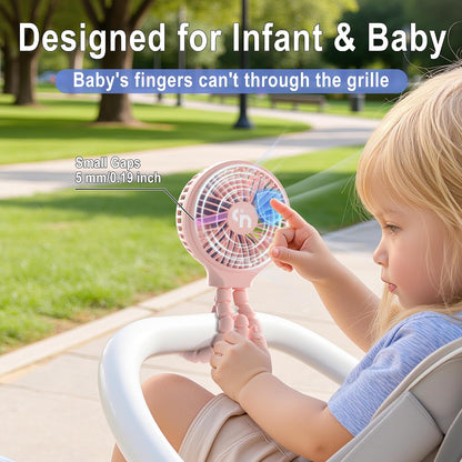 WiHoo Portable , 10H Ultra-long Battery Life 3 Speed 360°Rotate, USB Rechargeable or Battery Operated Cooling Clip On Personal Fan for Baby Crib Travel Car Seat Black