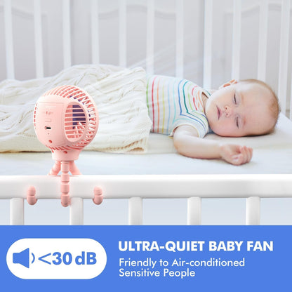 WiHoo Portable , 10H Ultra-long Battery Life 3 Speed 360°Rotate, USB Rechargeable or Battery Operated Cooling Clip On Personal Fan for Baby Crib Travel Car Seat Black