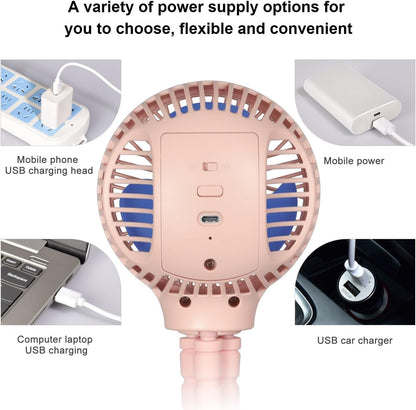 WiHoo Portable , 10H Ultra-long Battery Life 3 Speed 360°Rotate, USB Rechargeable or Battery Operated Cooling Clip On Personal Fan for Baby Crib Travel Car Seat Black