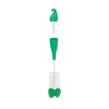 Nuby Bottle and Nipple Brush with Bristles and Sponge Tip | : Aqua, Blue, Lime or Aqua, Coral, Lime | Hanging Handle with Hook for Drying
