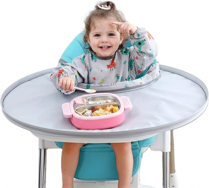 Baby Food Catcher Bib & Tray Set for High Chair Self Feeding, Easy Cleanup