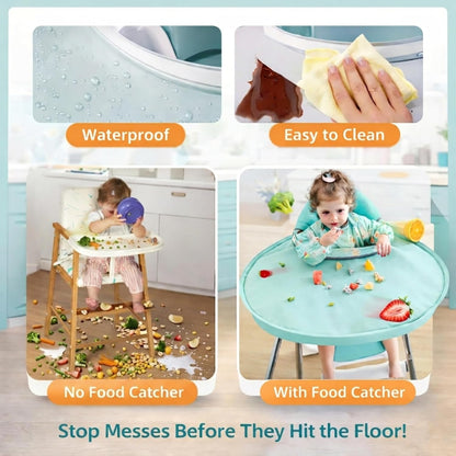 Baby Food Catcher Bib & Tray Set for High Chair Self Feeding, Easy Cleanup