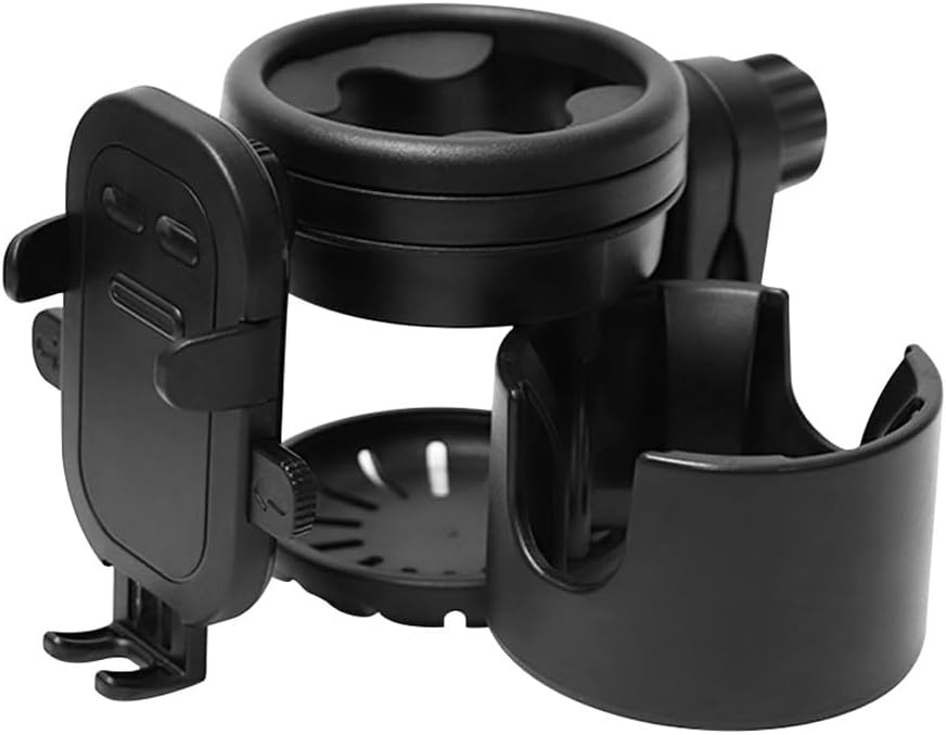 Stroller Cup Holder Attachment with Phone Holder, 3 in 1 Universal Baby Stroller, Bike, Wheelchair, Walker, Scooter Water Bottle Drink Holder Accessories for Most Donna, Uppababy, Bugaboo