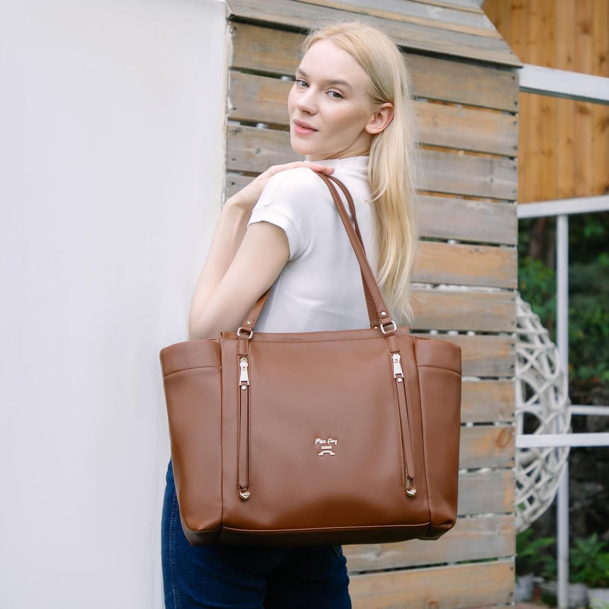 Checkered Diaper Bag Tote Leather Diaper Bag Backpack, Large Capacity Mommy Bag Hospital Bag, 12 Pockets Travel Diaper Tote with Changing Pad for Mom Plaid Tote Bag for Women-Beige&Honey