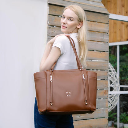 Checkered Diaper Bag Tote Leather Diaper Bag Backpack, Large Capacity Mommy Bag Hospital Bag, 12 Pockets Travel Diaper Tote with Changing Pad for Mom Plaid Tote Bag for Women-Beige&Honey