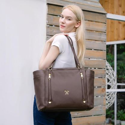 Checkered Diaper Bag Tote Leather Diaper Bag Backpack, Large Capacity Mommy Bag Hospital Bag, 12 Pockets Travel Diaper Tote with Changing Pad for Mom Plaid Tote Bag for Women-Beige&Honey