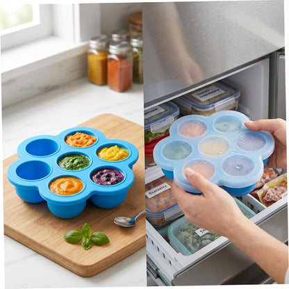5-Pack Silicone Baby Food Freezer Tray with Lids, 7-Cavity Mini Soft Ice Cube Molds for Homemade Baby Puree, Breast Milk Storage & Ice Cubes, Food Freezer Tray
