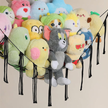 82.7x59x59 Inch Jumbo Stuffed Animal Storage Hammock Corner Toy Net, Cream