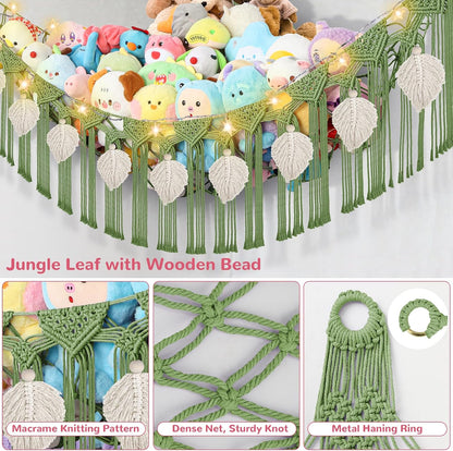 82.7x59x59 Inch Jumbo Stuffed Animal Storage Hammock Corner Toy Net, Cream
