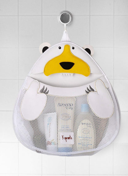 Hanging Bath Toy Holder for Bathtub - Storage Caddy with Baby Organizer - Shower & Bath Tub Toy Storage Basket, Polar Bear