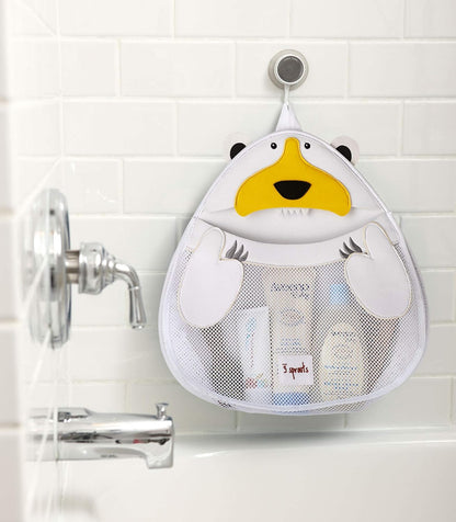 Hanging Bath Toy Holder for Bathtub - Storage Caddy with Baby Organizer - Shower & Bath Tub Toy Storage Basket, Polar Bear