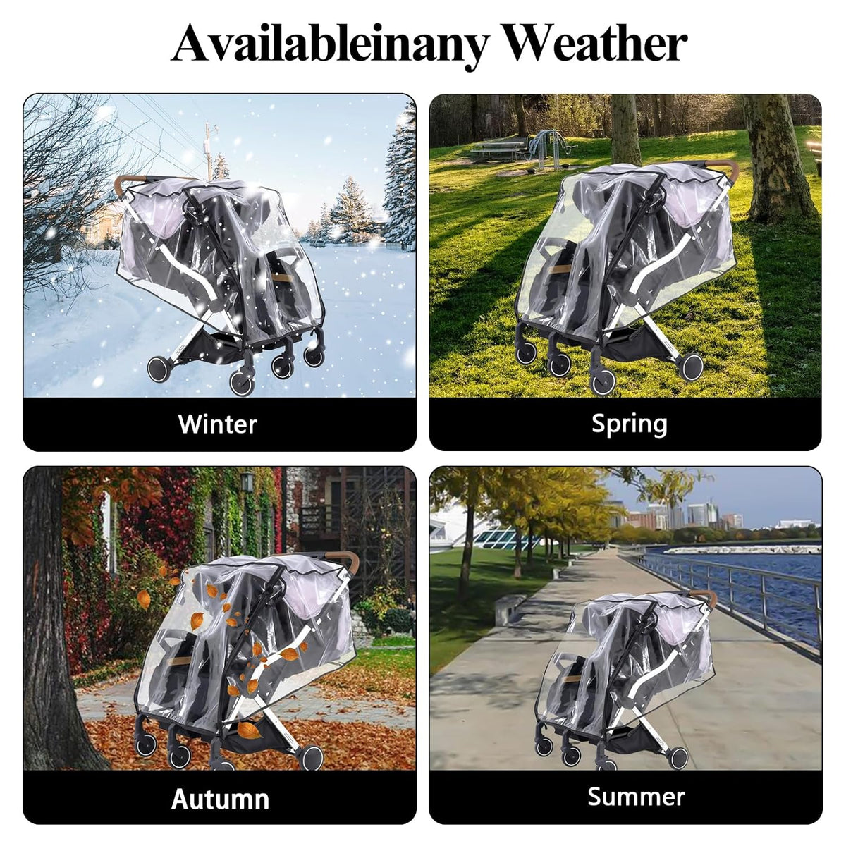 Double Stroller Rain Cover,Side by Side Baby Wagon Canopy,Buggy Covers for Babies,Breathable Weather Shield,Waterproof Strollers Canopies,for Outdoor All-Weather Protection from Water/Snow/Dust/Wind
