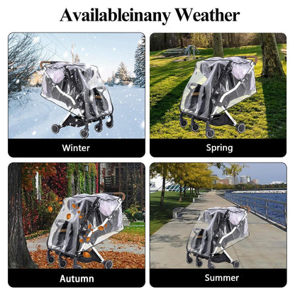 Double Stroller Rain Cover,Side by Side Baby Wagon Canopy,Buggy Covers for Babies,Breathable Weather Shield,Waterproof Strollers Canopies,for Outdoor All-Weather Protection from Water/Snow/Dust/Wind
