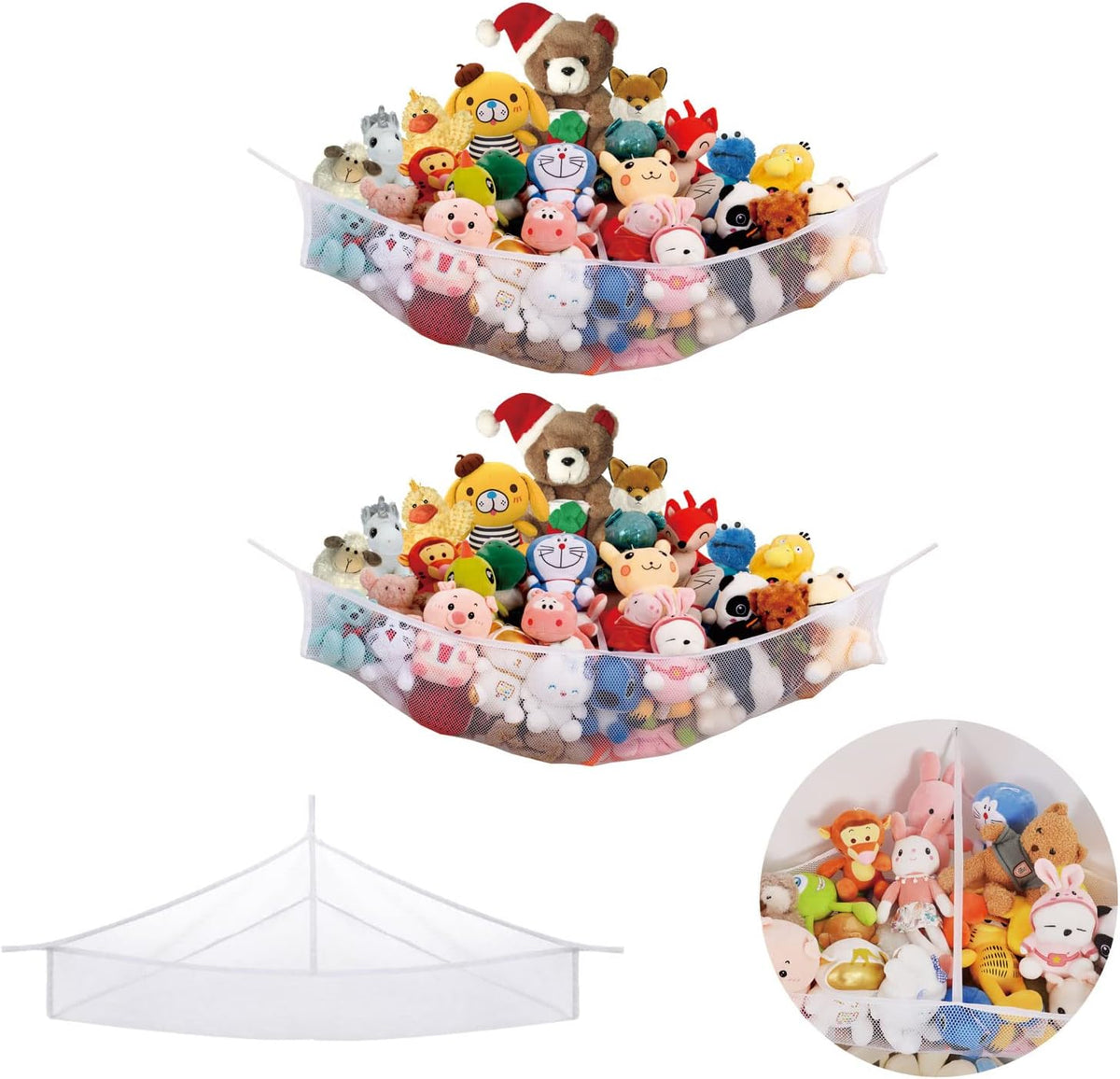 X-Large Stuffed Animal Storage Net, 2 Pack, Holds 60 Plushies