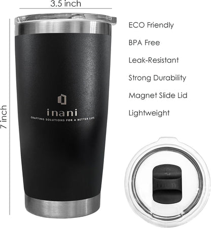 20oz Stainless Steel Tumbler, Insulated Travel Coffee Cup, Leak-Resistant, Spill-Proof Lid, Dishwasher Safe, BPA-Free, Double-Wall Insulated Premium Travel Mug For Hot Or Iced Coffee, Navy Blue