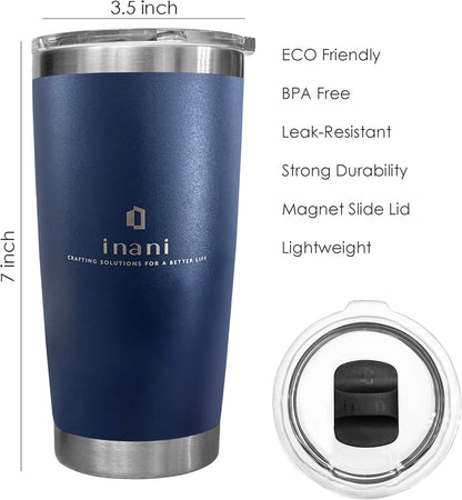 20oz Stainless Steel Tumbler, Insulated Travel Coffee Cup, Leak-Resistant, Spill-Proof Lid, Dishwasher Safe, BPA-Free, Double-Wall Insulated Premium Travel Mug For Hot Or Iced Coffee, Navy Blue