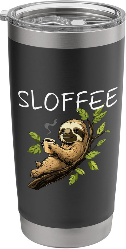 Sloffee Sloth Coffee Lover Caffeine Funny Animal Zoo Worker Stainless Steel Insulated Tumbler