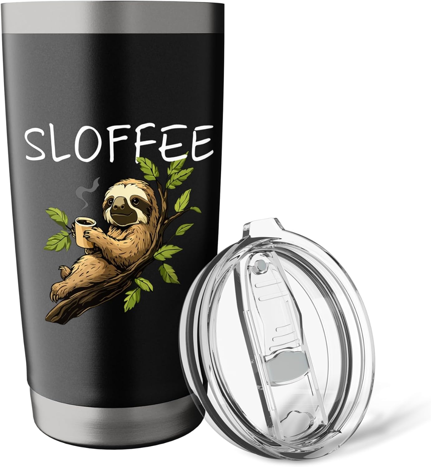 Sloffee Sloth Coffee Lover Caffeine Funny Animal Zoo Worker Stainless Steel Insulated Tumbler