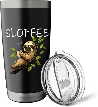 Sloffee Sloth Coffee Lover Caffeine Funny Animal Zoo Worker Stainless Steel Insulated Tumbler