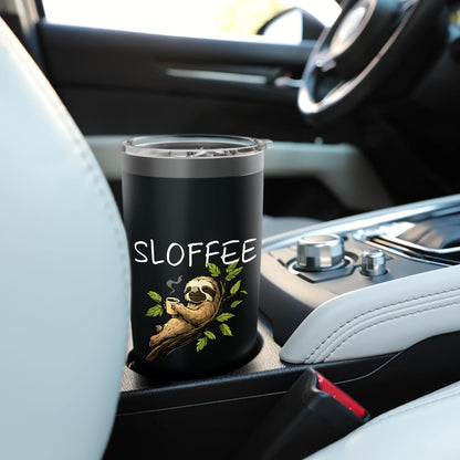 Sloffee Sloth Coffee Lover Caffeine Funny Animal Zoo Worker Stainless Steel Insulated Tumbler