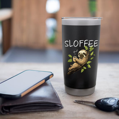 Sloffee Sloth Coffee Lover Caffeine Funny Animal Zoo Worker Stainless Steel Insulated Tumbler