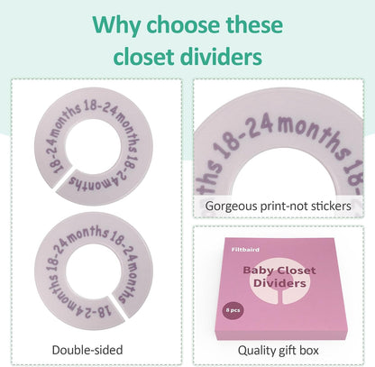 8 Pcs Baby Closet Dividers, Double-Sided Clothes Organizer for 0-24 Months