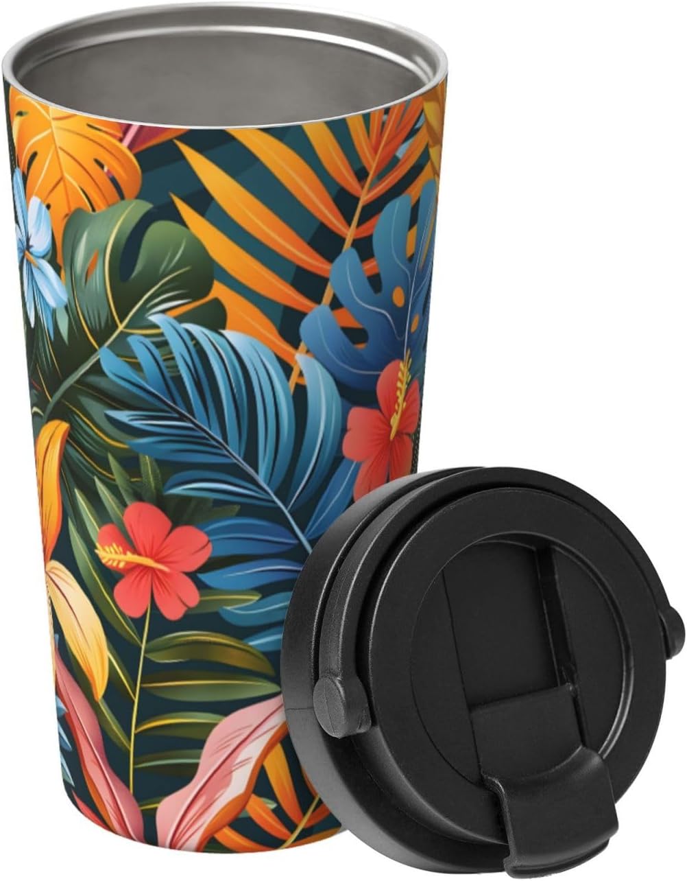 Gossamer Leaves Insulated Coffee Mug 17Oz Travel Coffee Mug Tumbler With Flip Lid Stainless Steel Leakproof Coffee Cups Reusable Coffee Travel Mug For Office Party Camping | Gifts For Women Men
