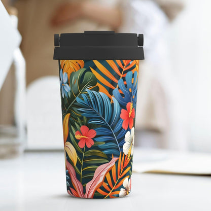 Gossamer Leaves Insulated Coffee Mug 17Oz Travel Coffee Mug Tumbler With Flip Lid Stainless Steel Leakproof Coffee Cups Reusable Coffee Travel Mug For Office Party Camping | Gifts For Women Men