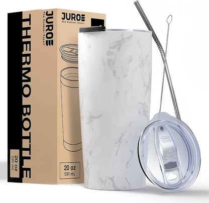 JURO Tumbler 20 oz Stainless Steel Vacuum Insulated Tumblers w/Lids and Straw [Travel Mug] Double Wall Water Coffee Cup for Home, Office, Kitchen Outdoor ideal for Ice Drinks/Hot Beverage - Mint
