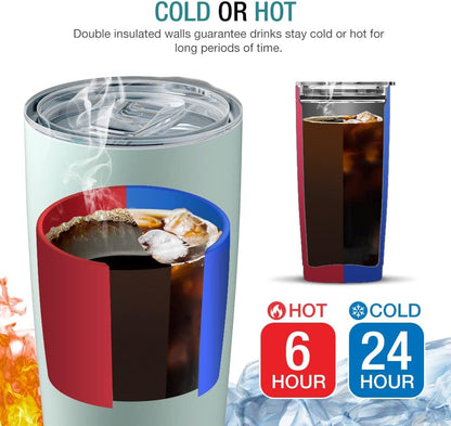 JURO Tumbler 20 oz Stainless Steel Vacuum Insulated Tumblers w/Lids and Straw [Travel Mug] Double Wall Water Coffee Cup for Home, Office, Kitchen Outdoor ideal for Ice Drinks/Hot Beverage - Mint