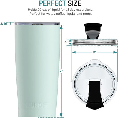 JURO Tumbler 20 oz Stainless Steel Vacuum Insulated Tumblers w/Lids and Straw [Travel Mug] Double Wall Water Coffee Cup for Home, Office, Kitchen Outdoor ideal for Ice Drinks/Hot Beverage - Mint