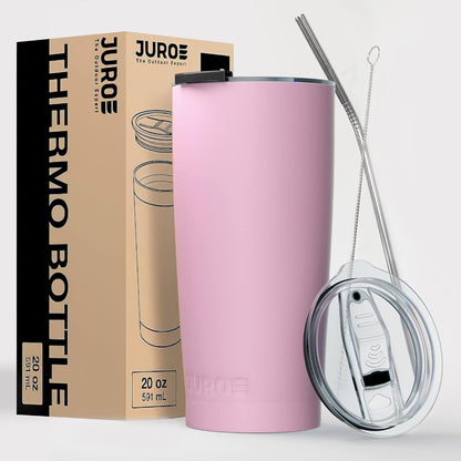 JURO Tumbler 20 oz Stainless Steel Vacuum Insulated Tumblers w/Lids and Straw [Travel Mug] Double Wall Water Coffee Cup for Home, Office, Kitchen Outdoor ideal for Ice Drinks/Hot Beverage - Mint