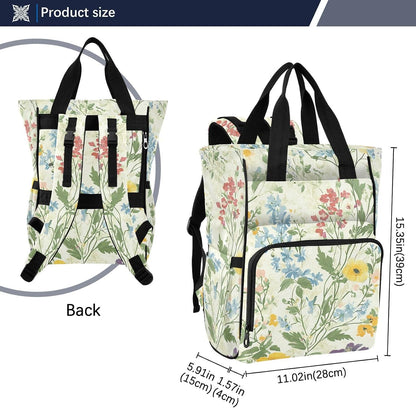 Diaper Bag Backpack, Multifunction Travel Bag for Moms Dads, Baby Changing Bag with Insulted Pockets, Stroller Straps and Side Bottle Pockets Warm Floral Patterns