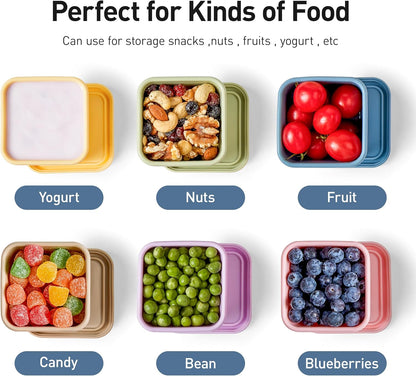 8Pack 6oz Silicone Snack Containers for Kids with Lids, Reusable