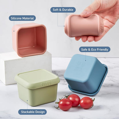 8Pack 6oz Silicone Snack Containers for Kids with Lids, Reusable