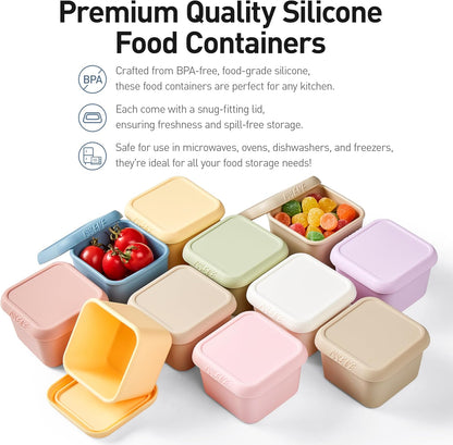 8Pack 6oz Silicone Snack Containers for Kids with Lids, Reusable