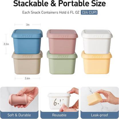 8Pack 6oz Silicone Snack Containers for Kids with Lids, Reusable
