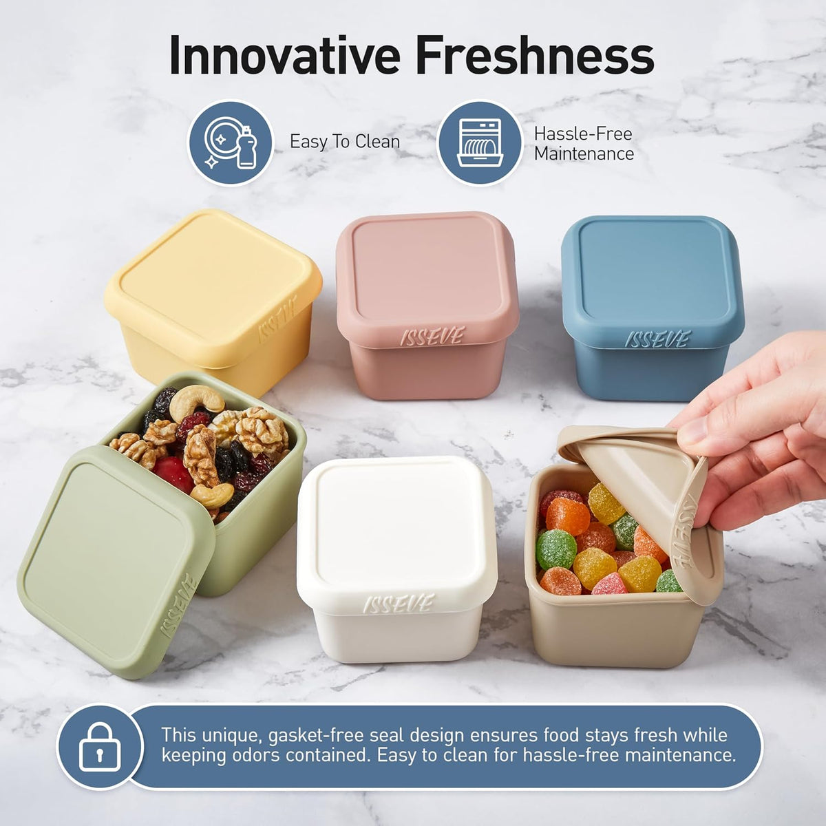 8Pack 6oz Silicone Snack Containers for Kids with Lids, Reusable