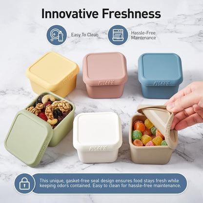 8Pack 6oz Silicone Snack Containers for Kids with Lids, Reusable
