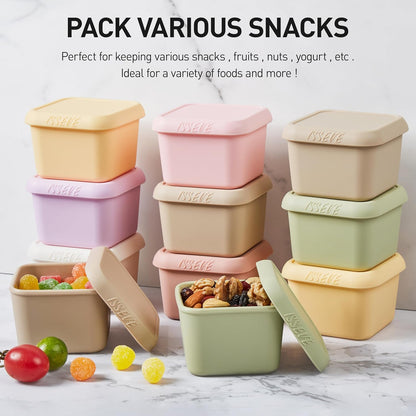 8Pack 6oz Silicone Snack Containers for Kids with Lids, Reusable