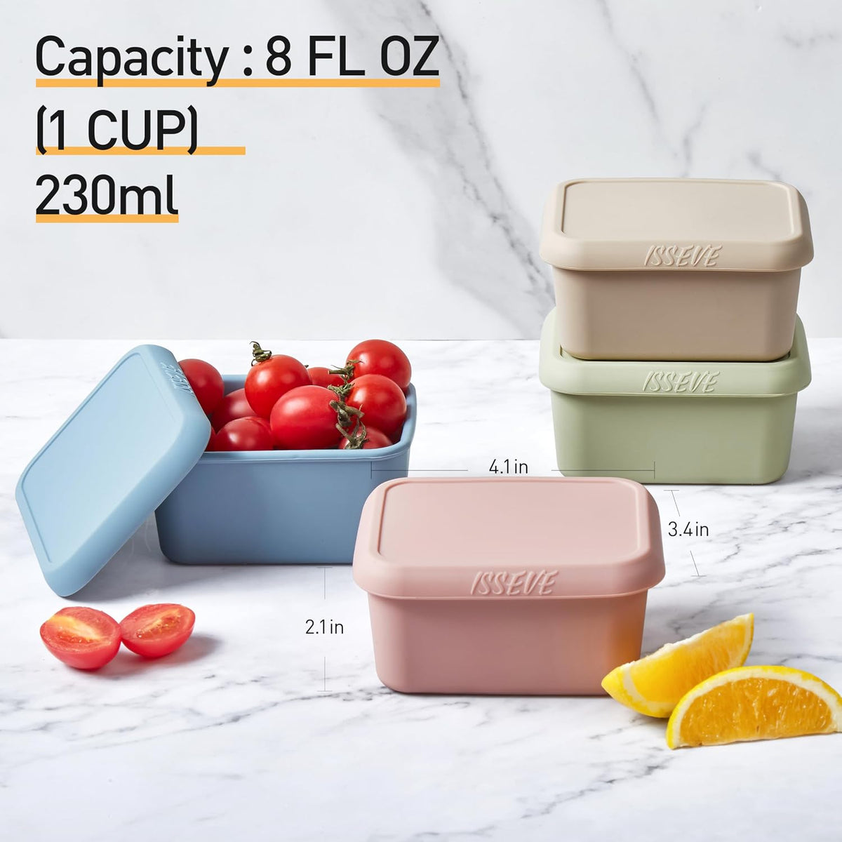 8Pack 6oz Silicone Snack Containers for Kids with Lids, Reusable
