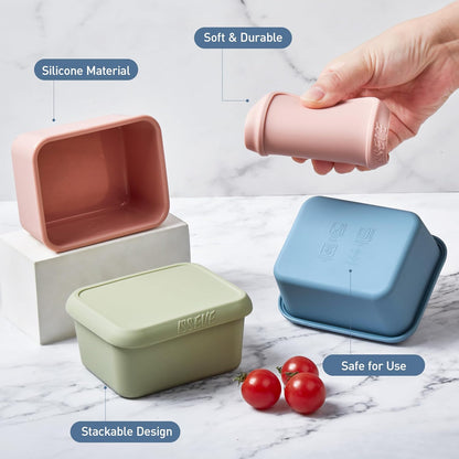 8Pack 6oz Silicone Snack Containers for Kids with Lids, Reusable