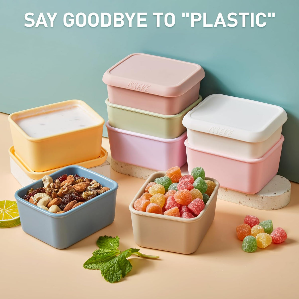 8Pack 6oz Silicone Snack Containers for Kids with Lids, Reusable