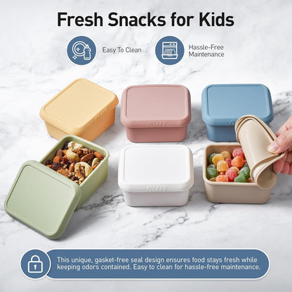 8Pack 6oz Silicone Snack Containers for Kids with Lids, Reusable
