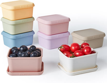 8Pack 6oz Silicone Snack Containers for Kids with Lids, Reusable
