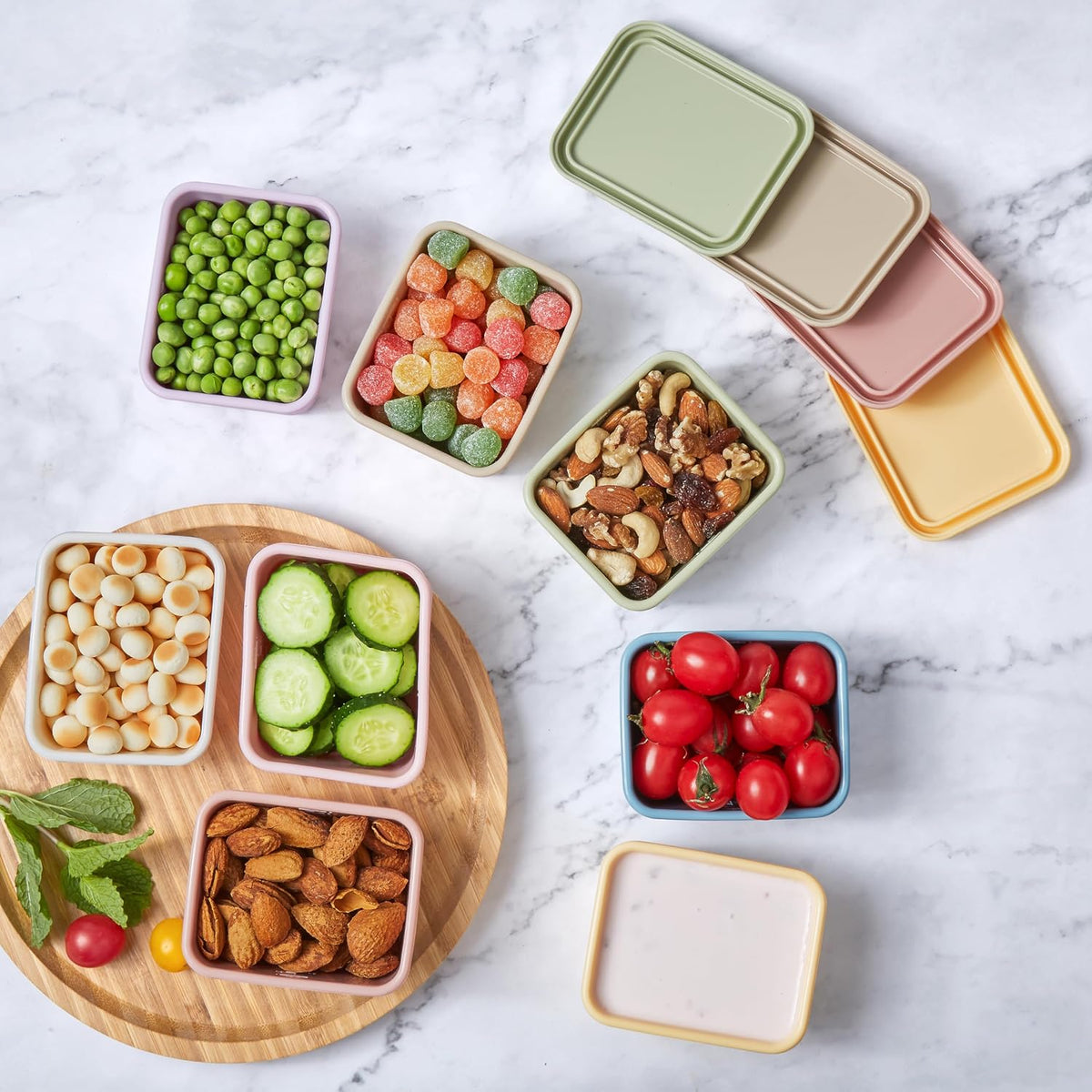 8Pack 6oz Silicone Snack Containers for Kids with Lids, Reusable
