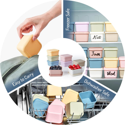 8Pack 6oz Silicone Snack Containers for Kids with Lids, Reusable